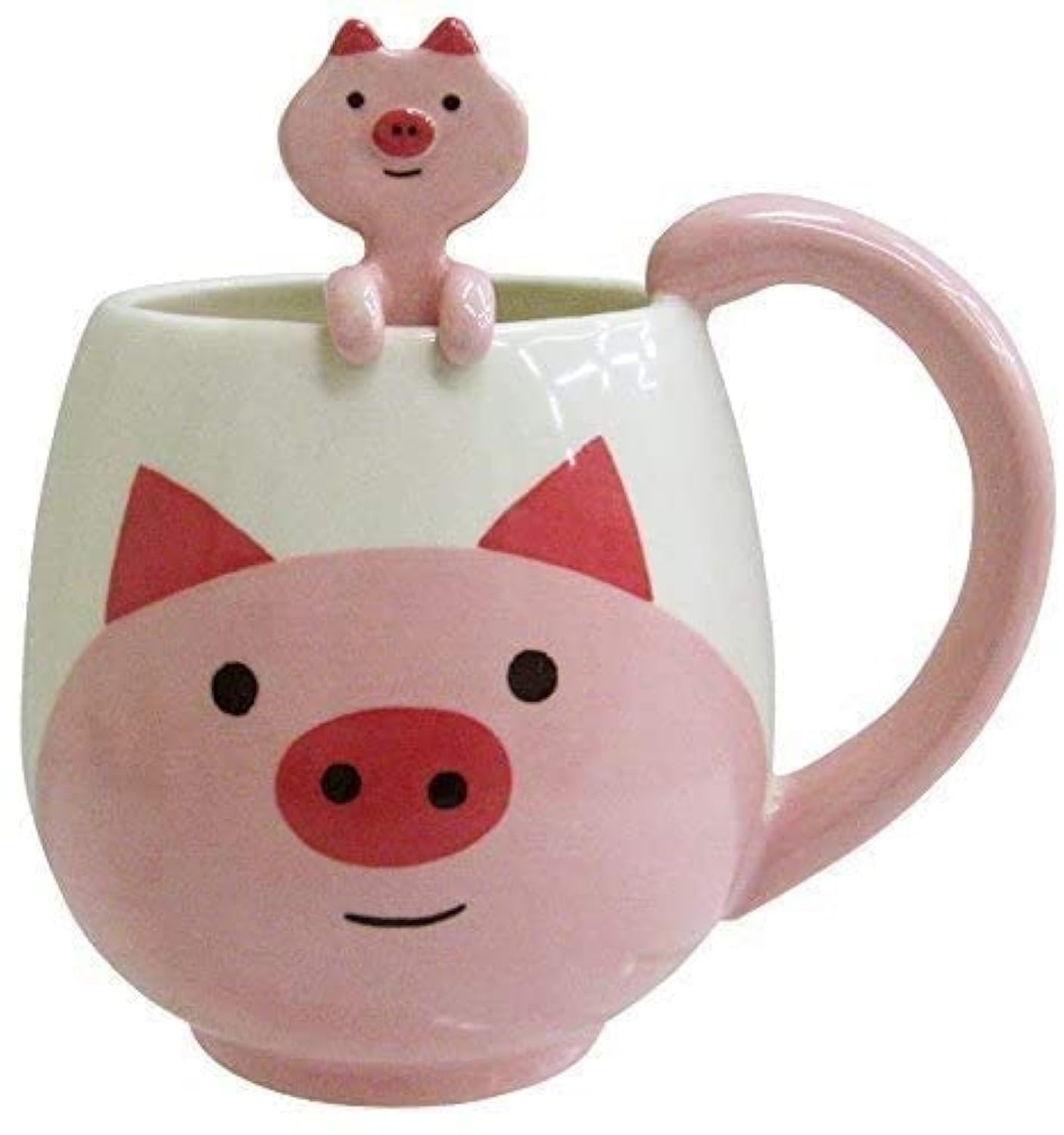 Funny Coffee Mug 14 oz Pig Coffee Mug with Spoon Funny Gift Mug Novelty Cup Ceramic Mug Gift for Women Men Birthday Christmas