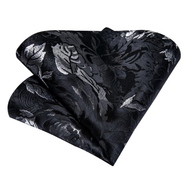Corbata de seda para hombre con set de pañuelo y gemelos miniatura 5
