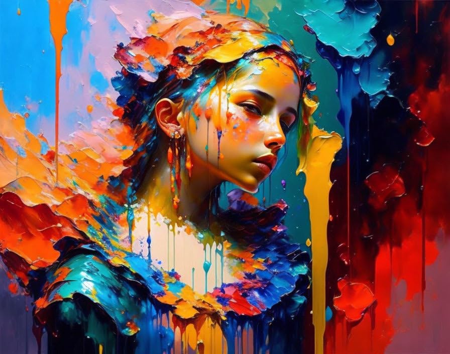 Splash Art Girl Painting affiches sur toile art mural 58 x 90 cm