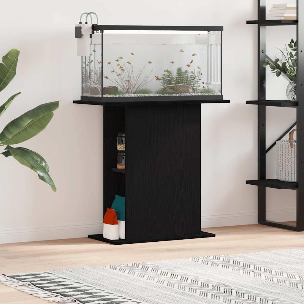 Soporte para acuario, material de madera negra, 75 x 36 x 72,5 cm, armario inferior estable con almacenamiento, estantería y cajón para acuario, terrario, accesorios para peces, ahorra