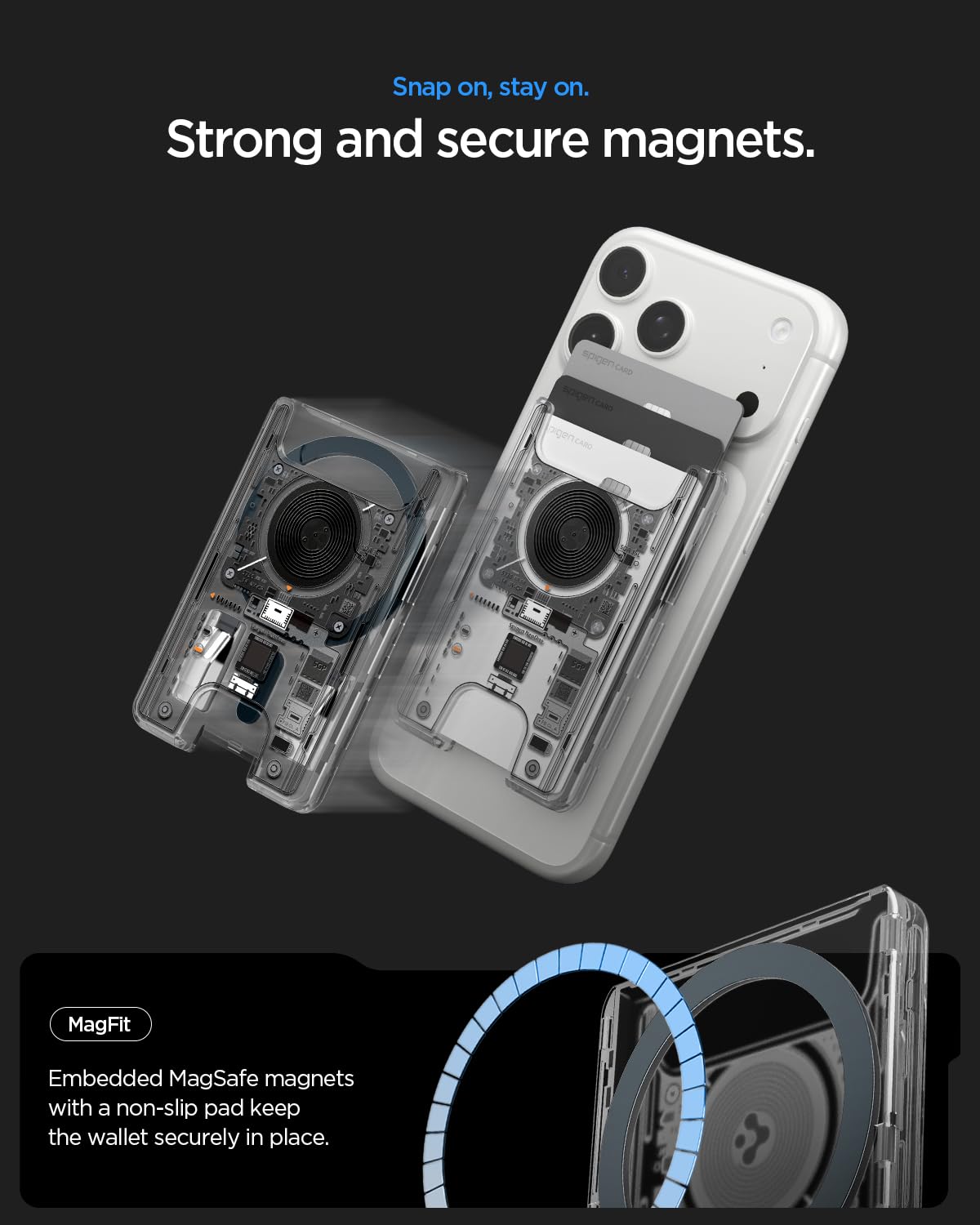 Spigen Ultra Hybrid MagFit Portafoglio MagSafe Wallet Magnetico Portacarte Compatibile con iPhone 17/16/15/14/13/12 Modelle, Accessori MagSafe - NeoOne