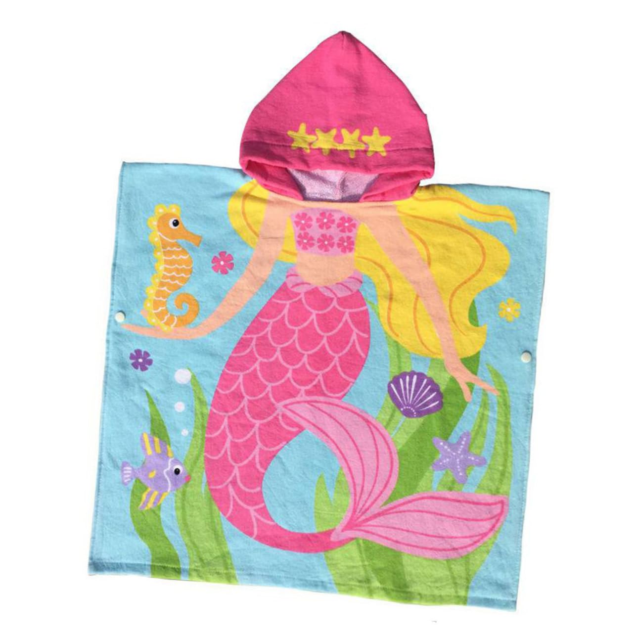 Toalla Infantil con Capucha de Algodón para Playa y Baño Diseño de Sirena y Ligera para Ropa de Playa y Bata de Ducha