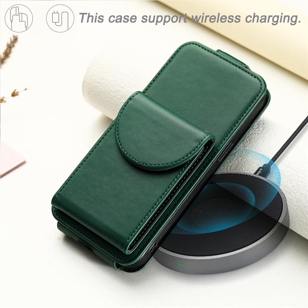 Snakehive Custodia Portafoglio In Vera Pelle Per Google Pixel 7a: Verde, Con Supporto E Slot Carte - 2