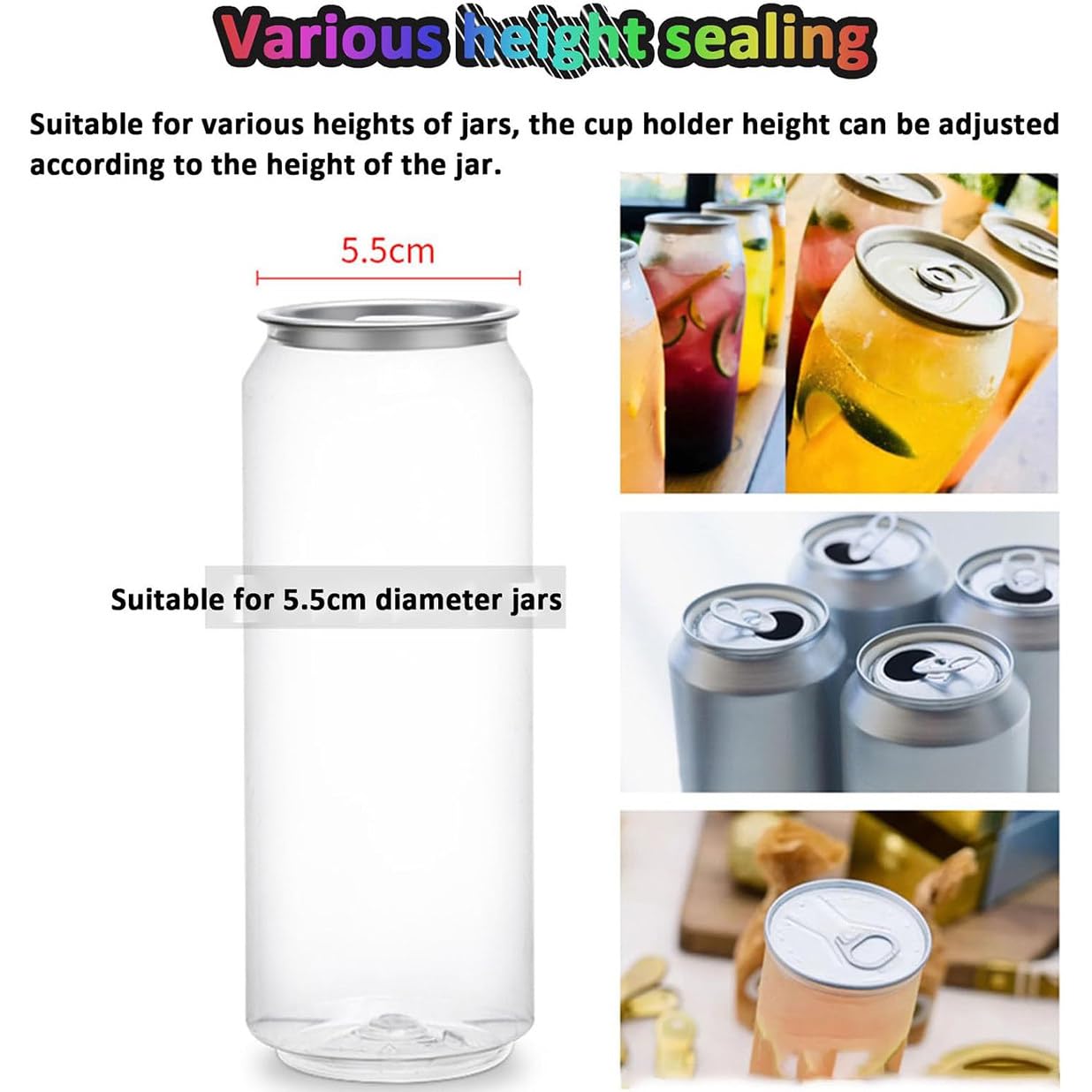 Máquina automática de sellado eléctrico con panel inteligente y contador, altura ajustable de 52 a 58 mm, calibre para bebidas