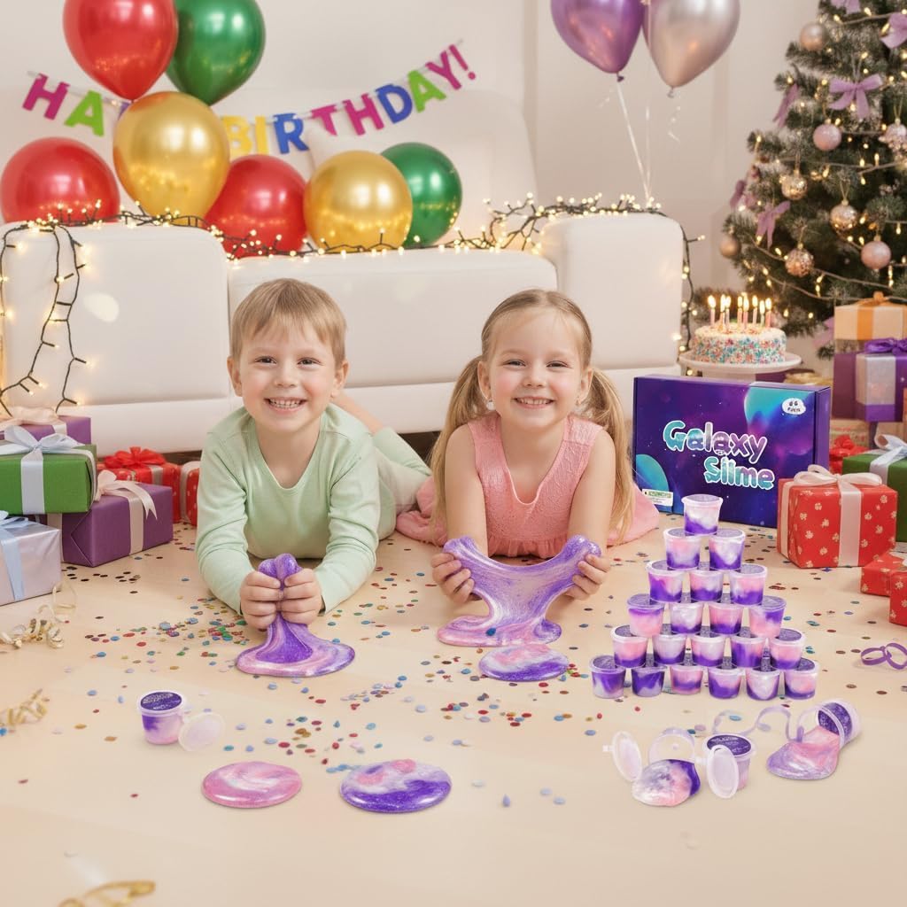 Galaxy Slime Kit 24 Pack, Party Favors for Kids, Non-Sticky Galaxy Slime Pack, Christmas Party Favors for Kids Goodie Bag Stuffers, Stress Relief Toy for Girl and Boys 6 7 8 9 10 11 12