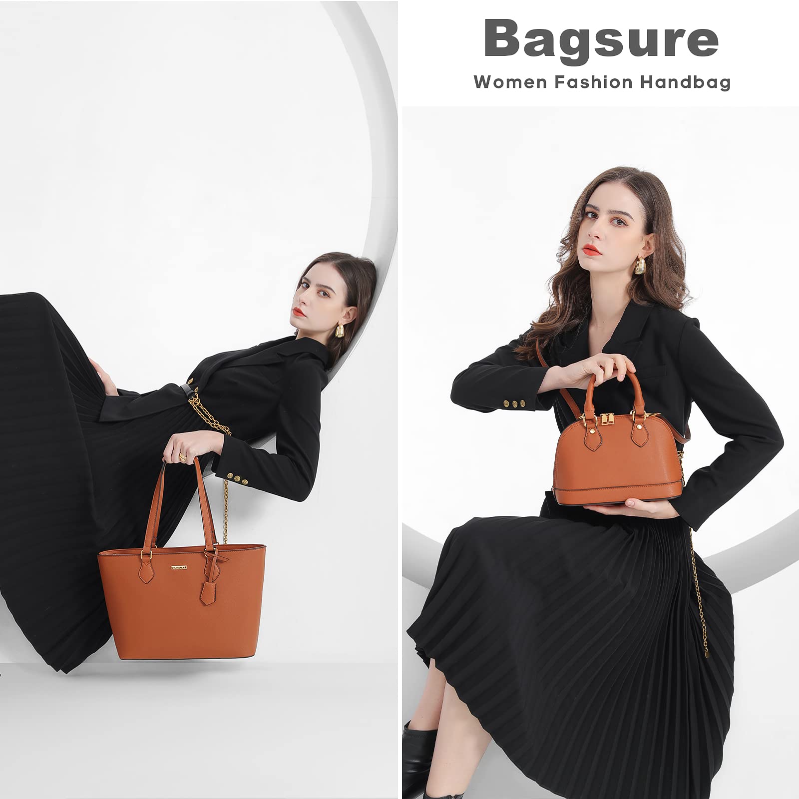 Bagsure Borsa a tracolla da donna, set da 4 pezzi, per ufficio, scuola, shopping, viaggio