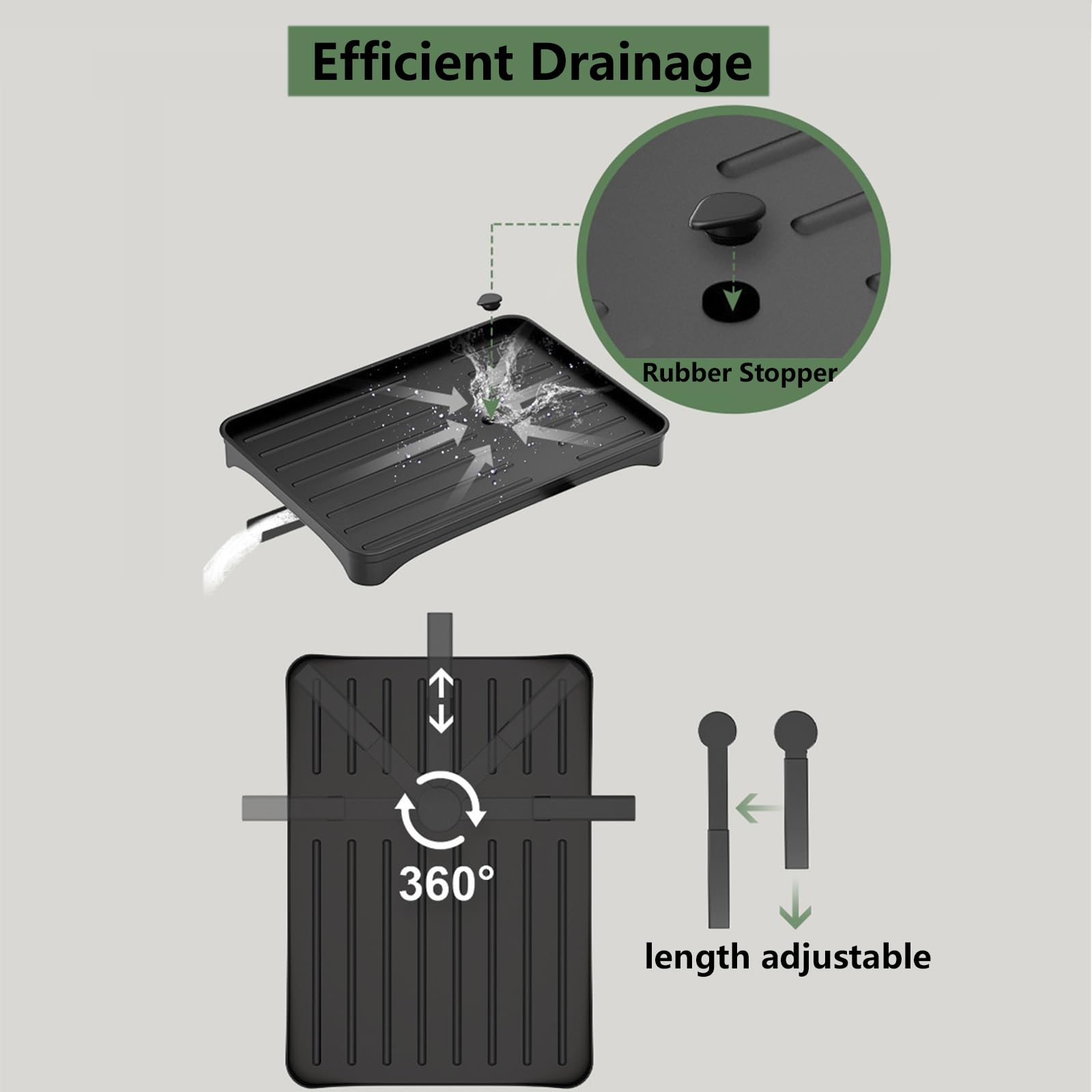 Egoutoire Vaisselle Cuisine,Séchoir à Vaisselle à 2 Niveaux pour Comptoir de Cuisine avec Plaque de Drainage,Egouttoir Vaisselle de Grande Capacité avec Porte-Couverts&Porte-gobelets