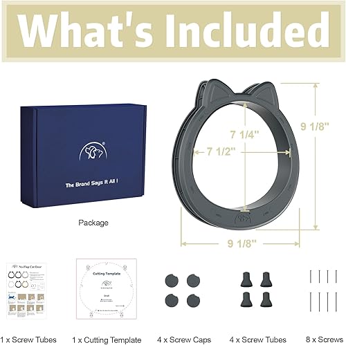 Miniatura 5 de Puerta interior grande para gatos, puerta de gato sin solapa para puerta interior, puerta de mascotas para gatos, fácil instalación, sin