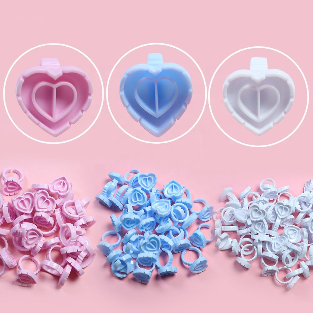 BBC 100pcs Aycrlic Fiber Smart Lash Glue Rings for Eyelash Extensions & Tatoos (Pink)-image-46