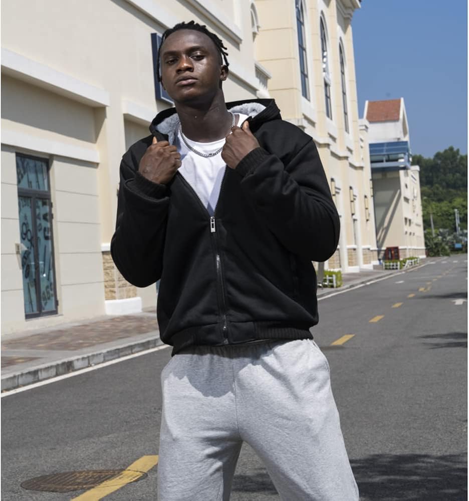 TOLOER Men's Pullover Winter Fleece Hoodie Jackets Full Zip Warm Thick Coats Medium 11black