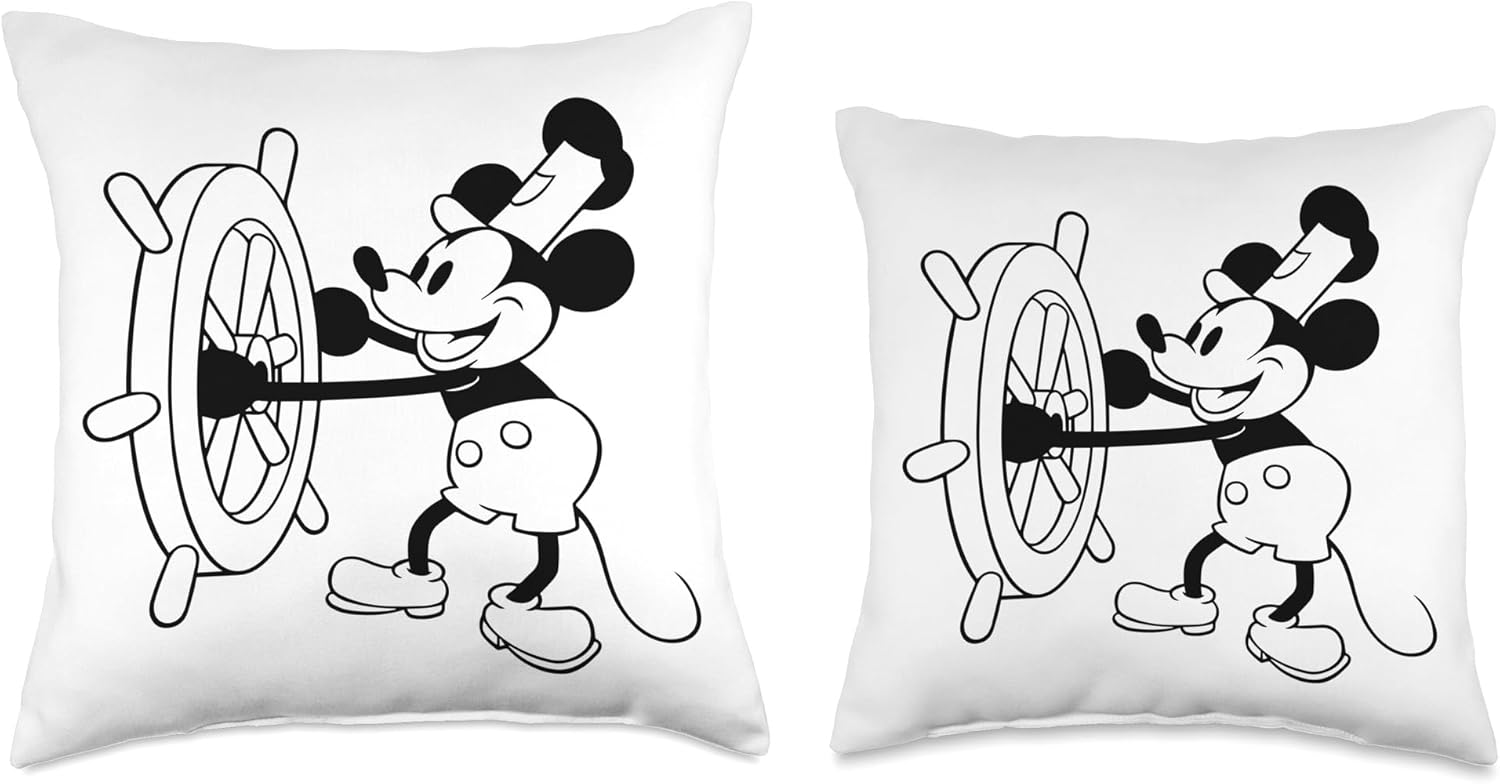 Steamboat Willie Mickey Throw Pillow