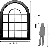 Vista 3 de ZEXUIRU 2 piezas de espejo de pared arqueado para ventana, espejo de acento rústico de granja, espejo de entrada con marco de madera para sala