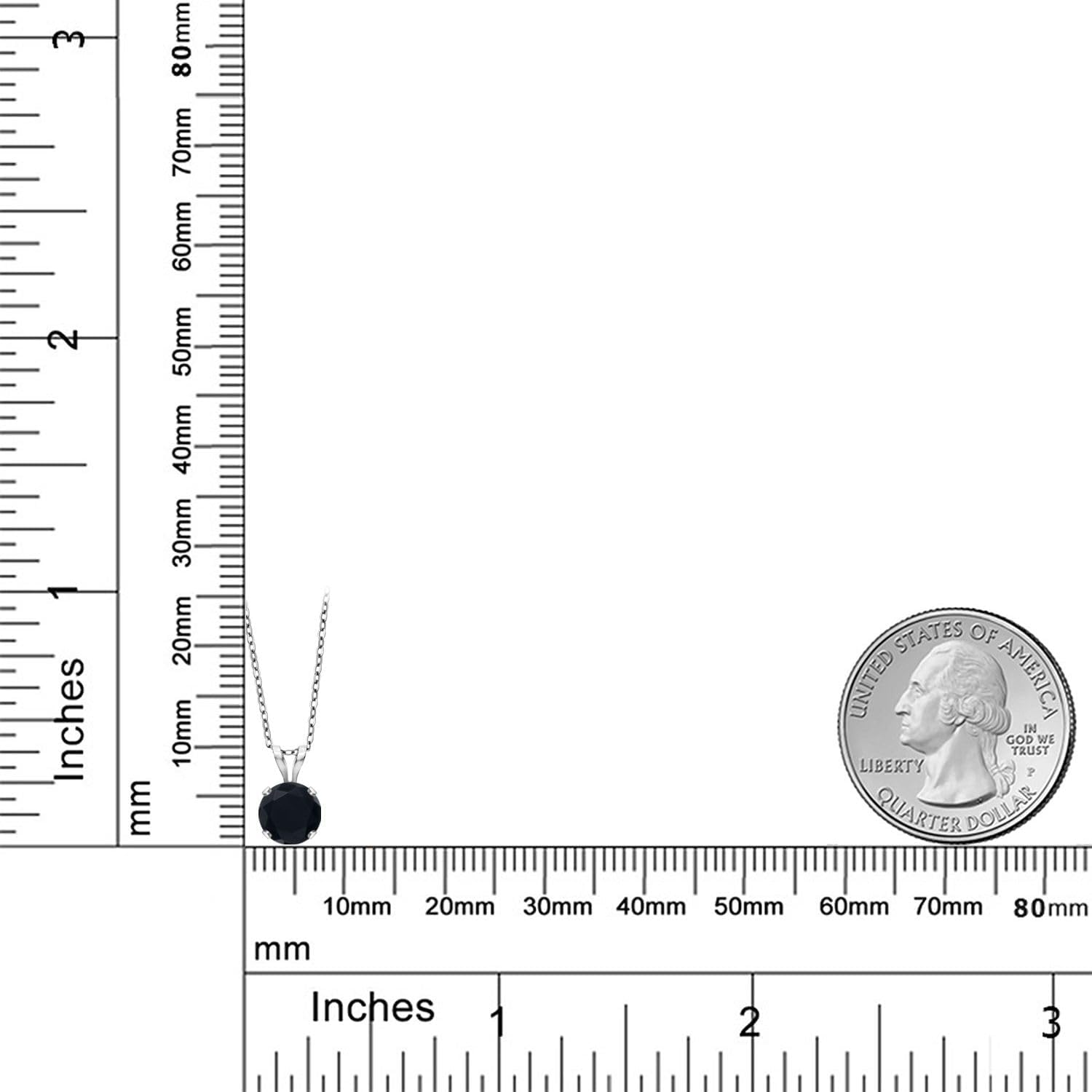 Gem Stone King 14K White Gold Black Onyx Pendant Necklace for Women | 0.80 Cttw | Gemstone December Birthstone | Round 6MM | With 18 Inch Silver Chain - Image 6