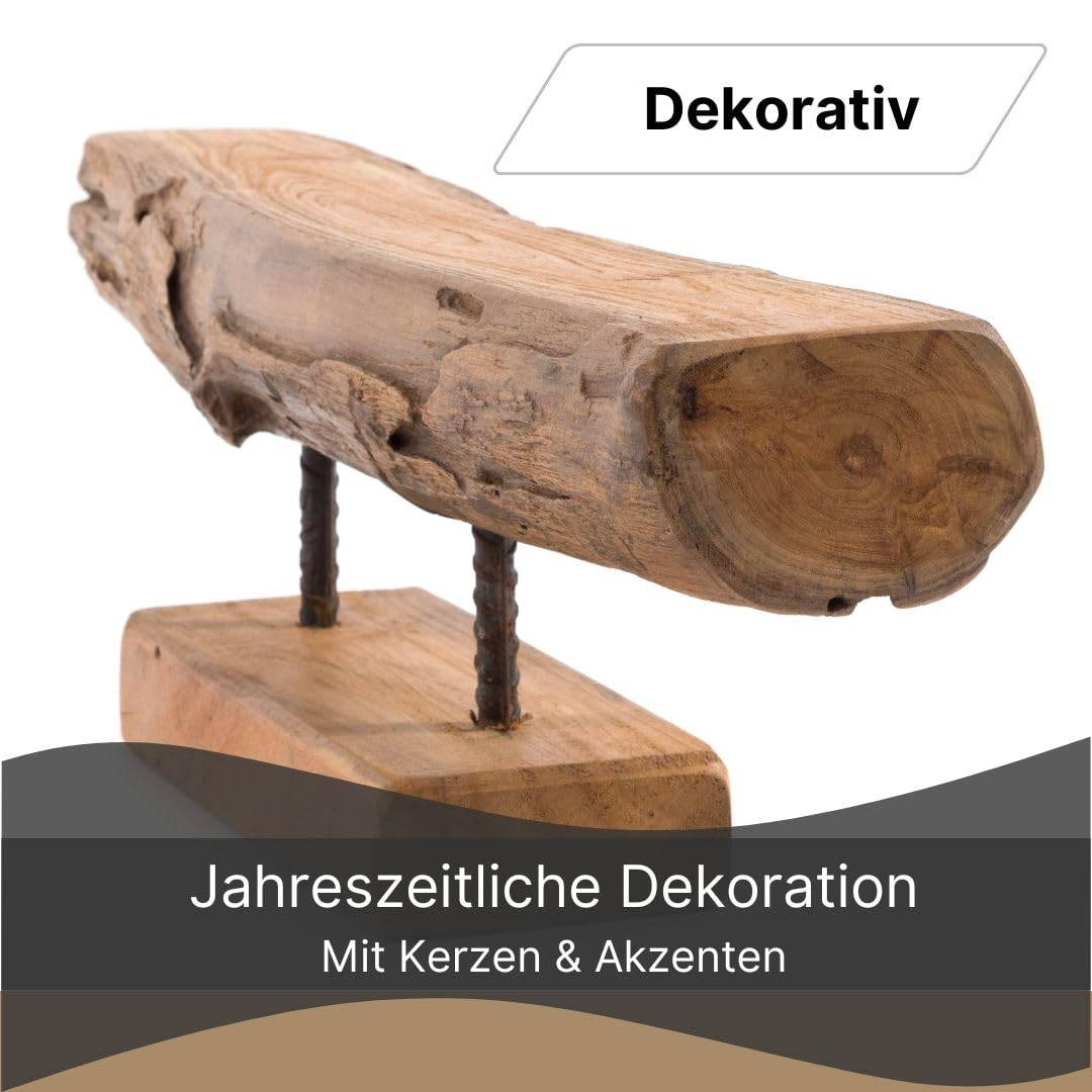 DESIGN DELIGHTS KERZENSTÄNDER Lumio | Mahagoni, 62x17x10 cm (LxHxT) | Rustikaler Kerzenhalter, Kerzenboard, Holzskulptur, Holzstamm, Dekoboard