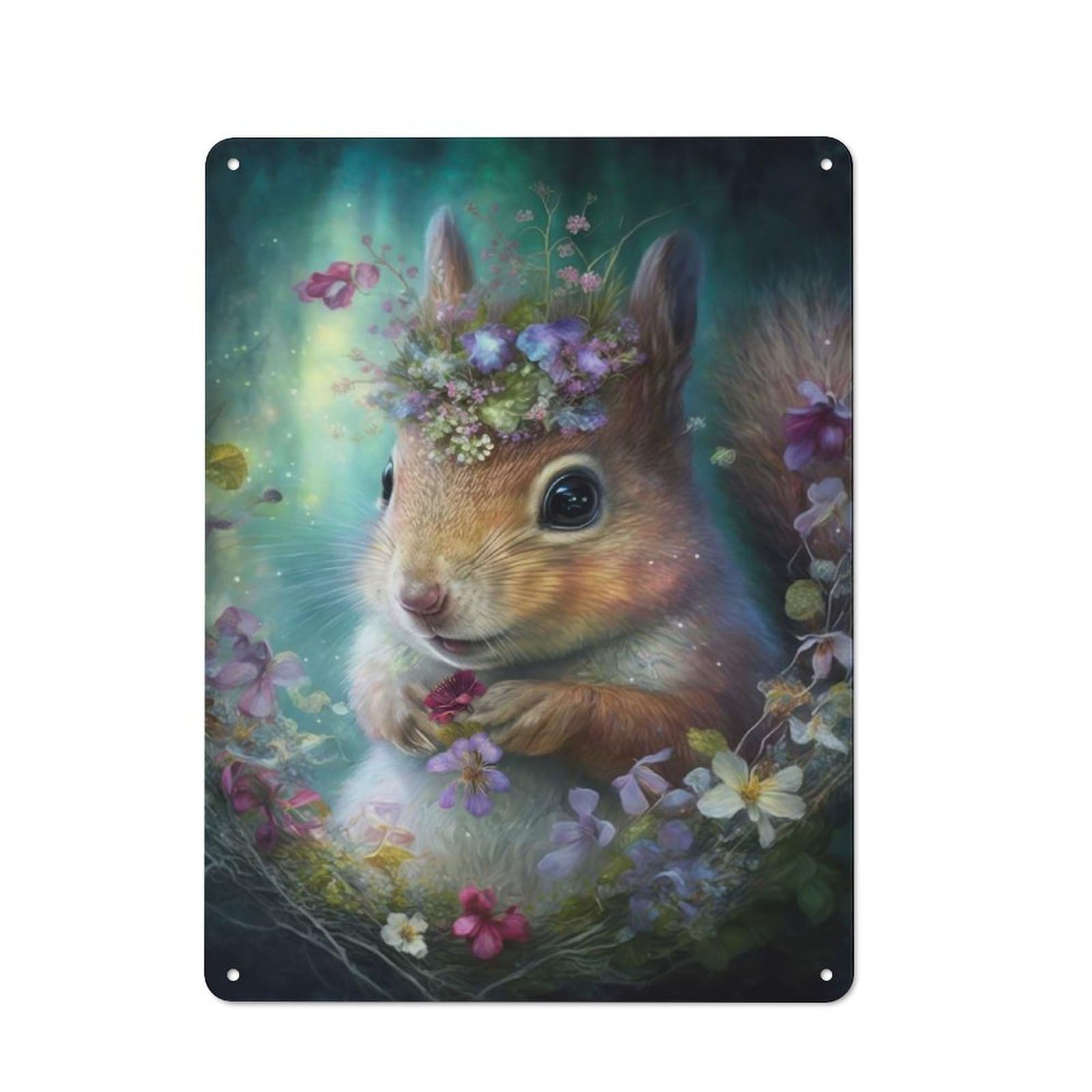 Junmoney Style-24 Rustic Tin Sign 40X30cm Featuring Adorable Little Squirrel For Bar Or Restaurant, For Vintage Wall Decor Fans, For Themed Room Decoration