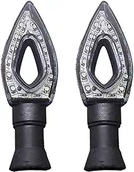 Pisca Led Seta Mini Moto Esportiva Flecha Vazado Preto Par Stallion Universal Cavalinho