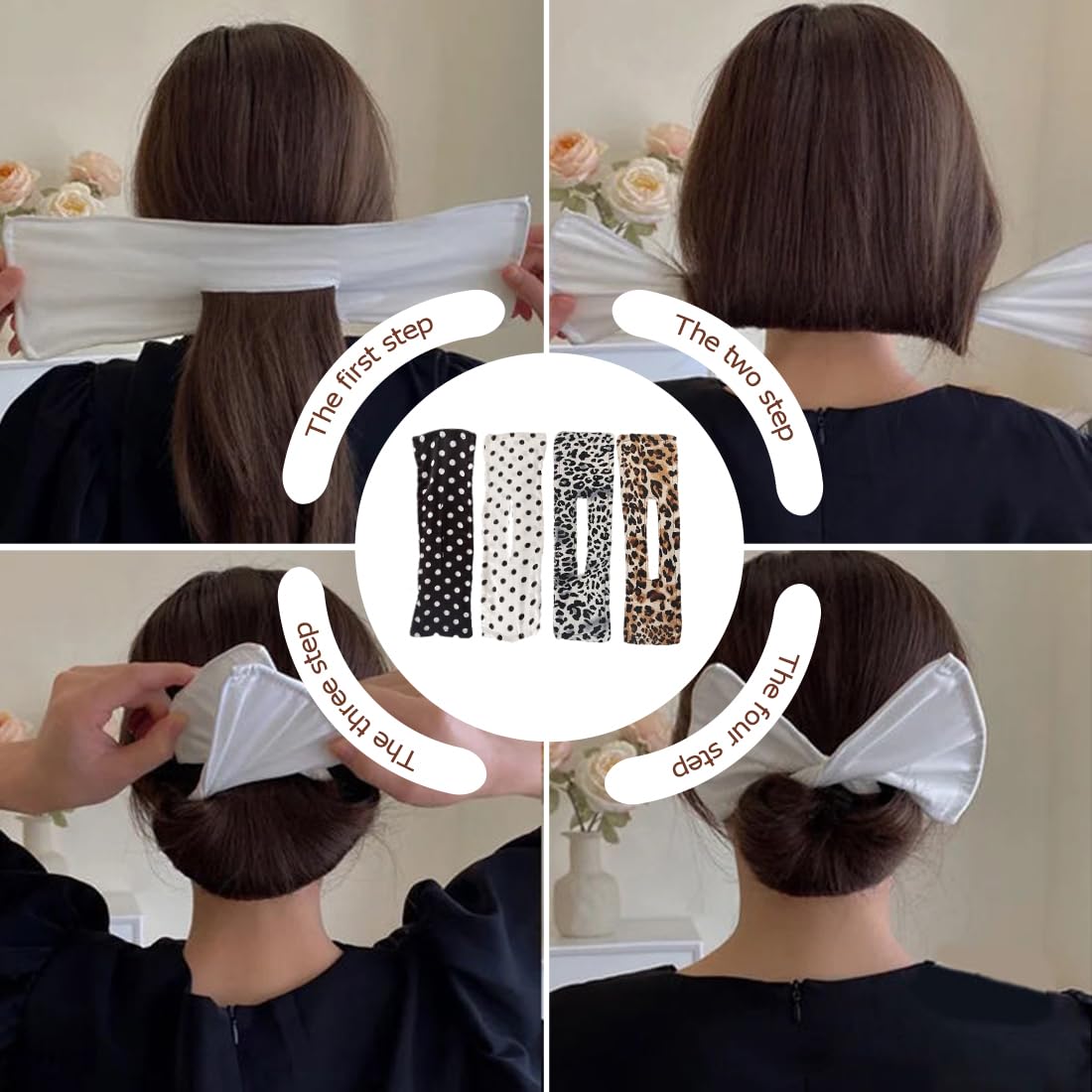 Confezione da 4 nodi per capelli, bigodini pigri, bigodini per capelli alla moda