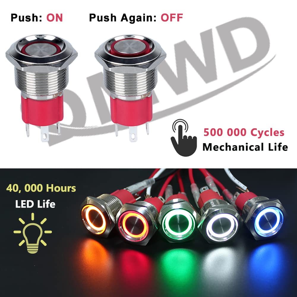 Snapklik.com : DMWD 19mm Heavy Duty Latching Metal Push Button Switch ...