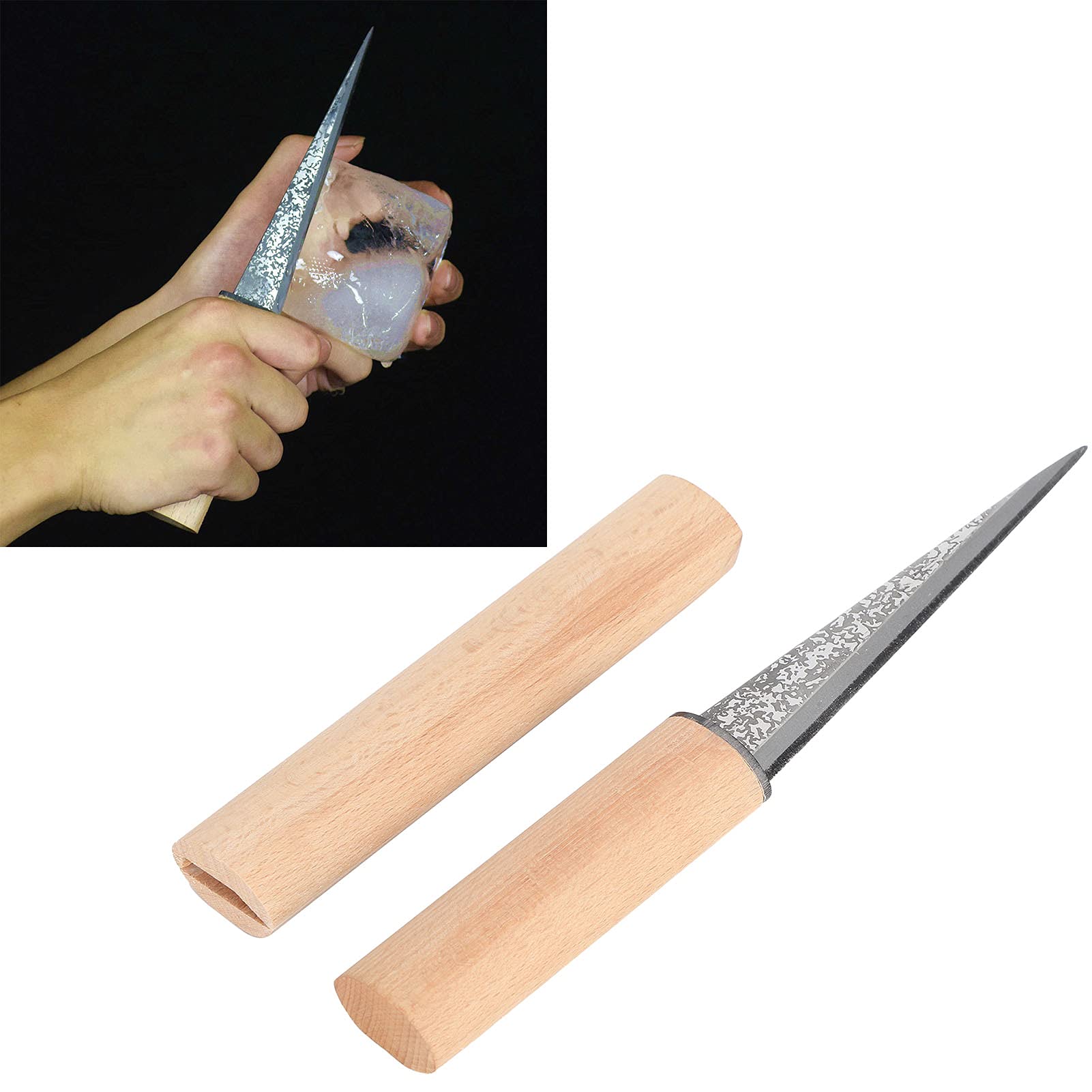 Outil de sculpture sur glace, manuel de couteau à glace antirouille pour barman de cuisine avec housse de protection pour bars pour restaurant