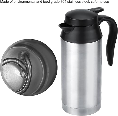 Miniatura 7 de Hervidor eléctrico para coche, caldera de agua para coche, 12 V, 25.4 fl oz, portátil, taza de calefacción eléctrica de viaje, taza de café, té,