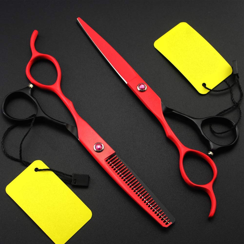 Ciseaux de Coiffure et à effiler 6 Pouces pour Salon de Coiffure, Coupe pour gaucher, Coffret Cadeau avec Pochette, Toothcut6inch (Un Ensemble de 6 Pouces) Toothcut6i