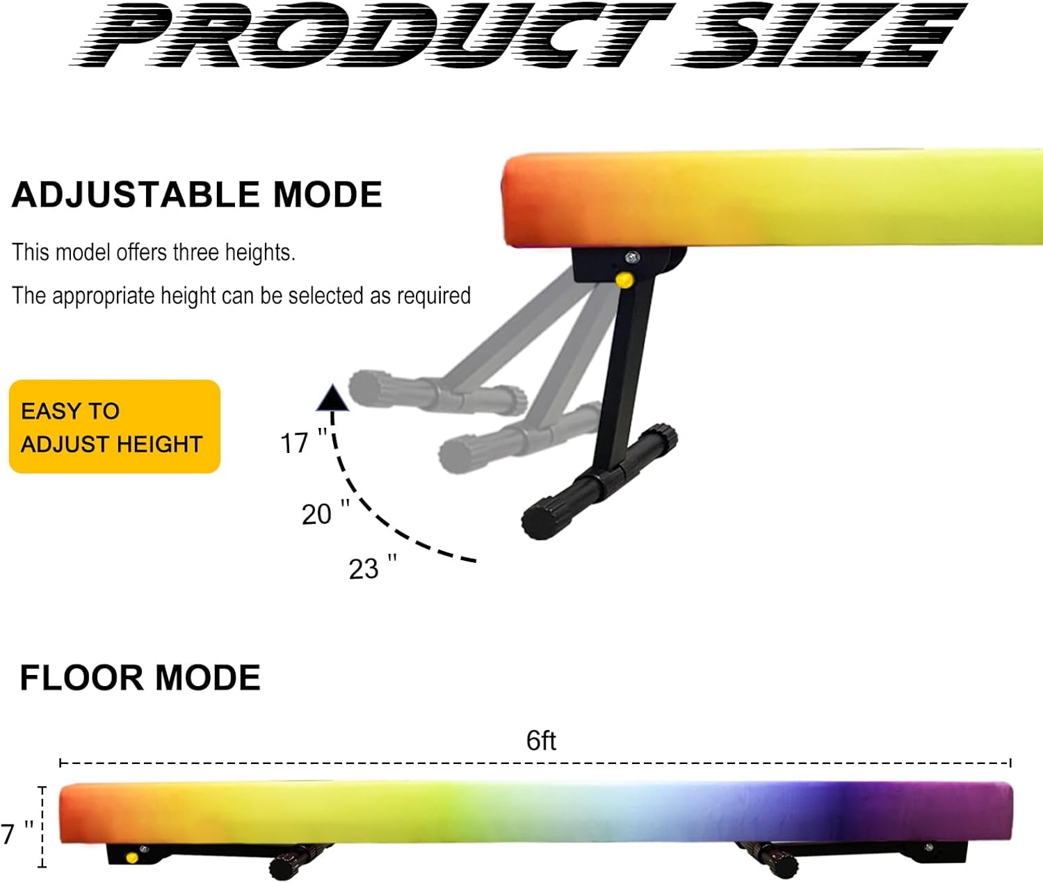 86 York 6ft/8ft Gymnastics Balance Beam, High and Low Floor Beam Gymnastics Equipment for Kids/Adults,Gymnastics Beam for Training,Physical Therapy and Professional Home Training with Legs