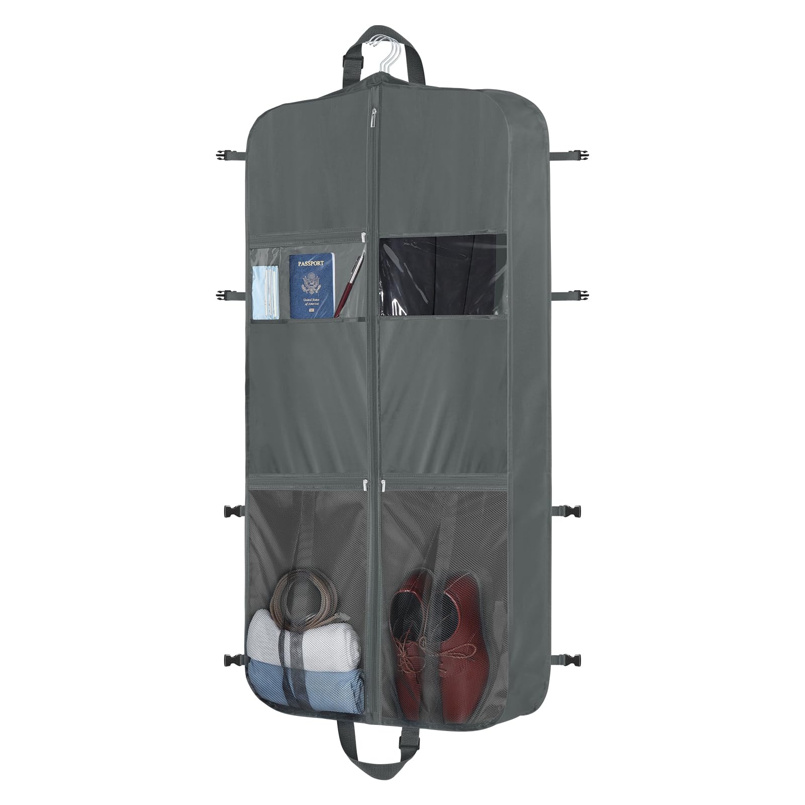 Zilink Upgraded Garment Bags for Travel Hanging Fur Coat Storage Bag Suit Bags for Men Storage with Adjustable Handles and Stable Buckles for Suit