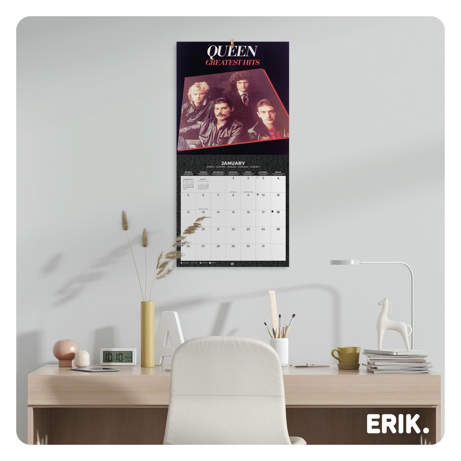 Grupo Erik Wall Calendar 2026 - Queen Calendar 2026 | Square 30 x 30 cm - 12 x 12 inches Wall Planner, Family Planner Month To View | Queen Merchandise Band Gifts For Friends