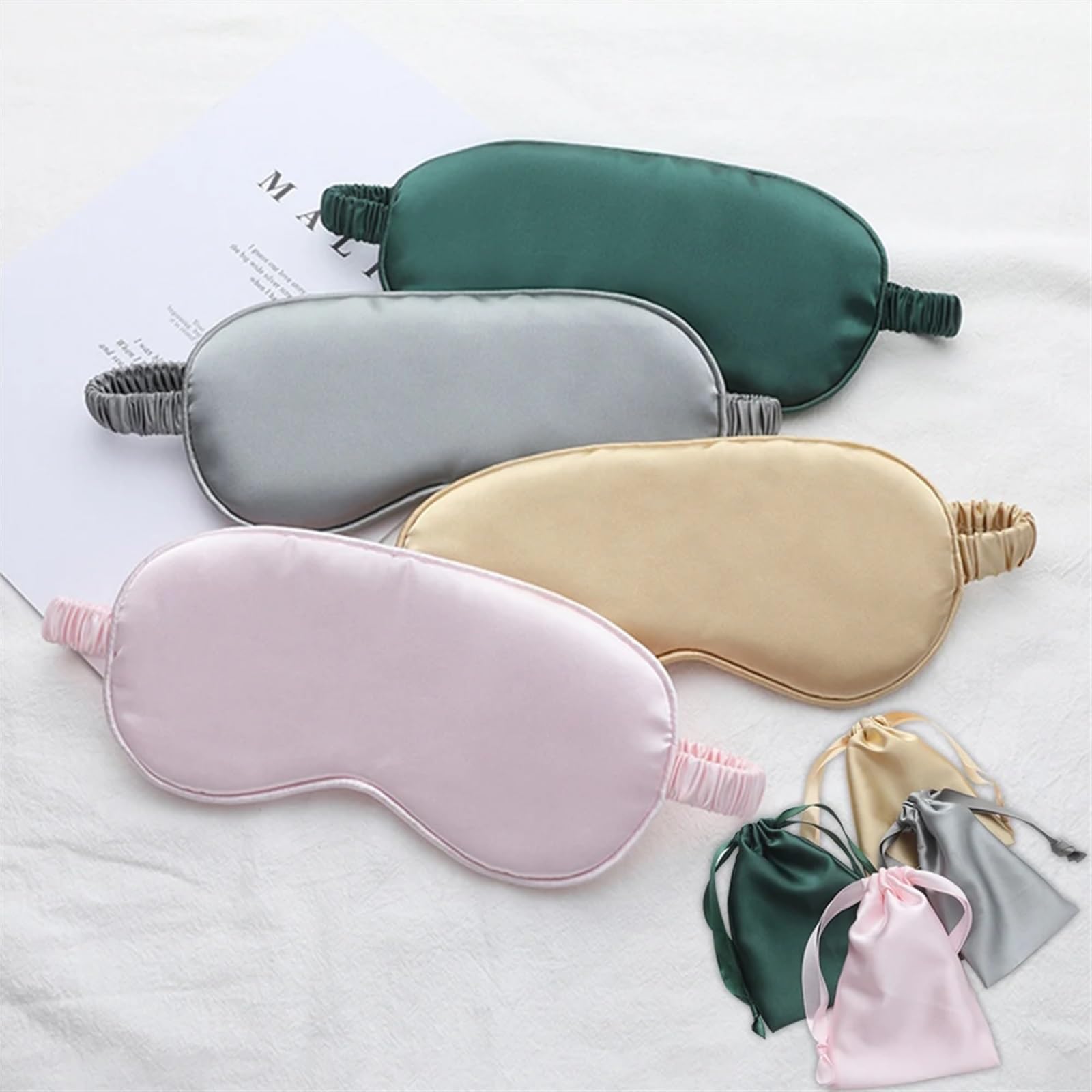 antifaz Antifaz de seda con bolsa de transporte, antifaz de viaje for dormir, for mujer, hombre, funda for la siesta, cómodo parche for los ojos, ayuda a descansar los ojos, cubierta for dormir(Sky Bl