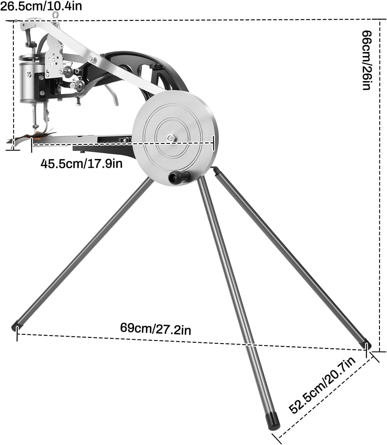 Ręczne szycie skórzane obuwia, narzędzie szewskie z korbą ręczną, regulowane 360°, wytrzymałe szycie naprawcze, ścieg do 6 mm