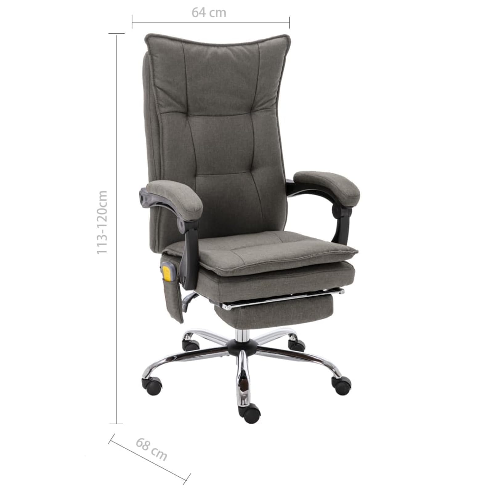 Homgoday Sedia da Ufficio Massaggiante e Reclinabile - 6 Punti Massaggio Riscaldamento Lombare Poggiapiedi Regolabile in Altezza - Colore Grigio - Tessuto