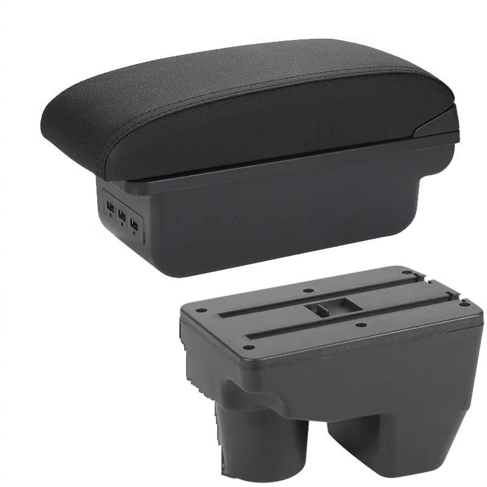 NOHEEU Car Armrest Special Storage Box Modification Parts Accessories For Yaris For Elegant 2021 2022 2023 2024(B2 Black line 3USB)