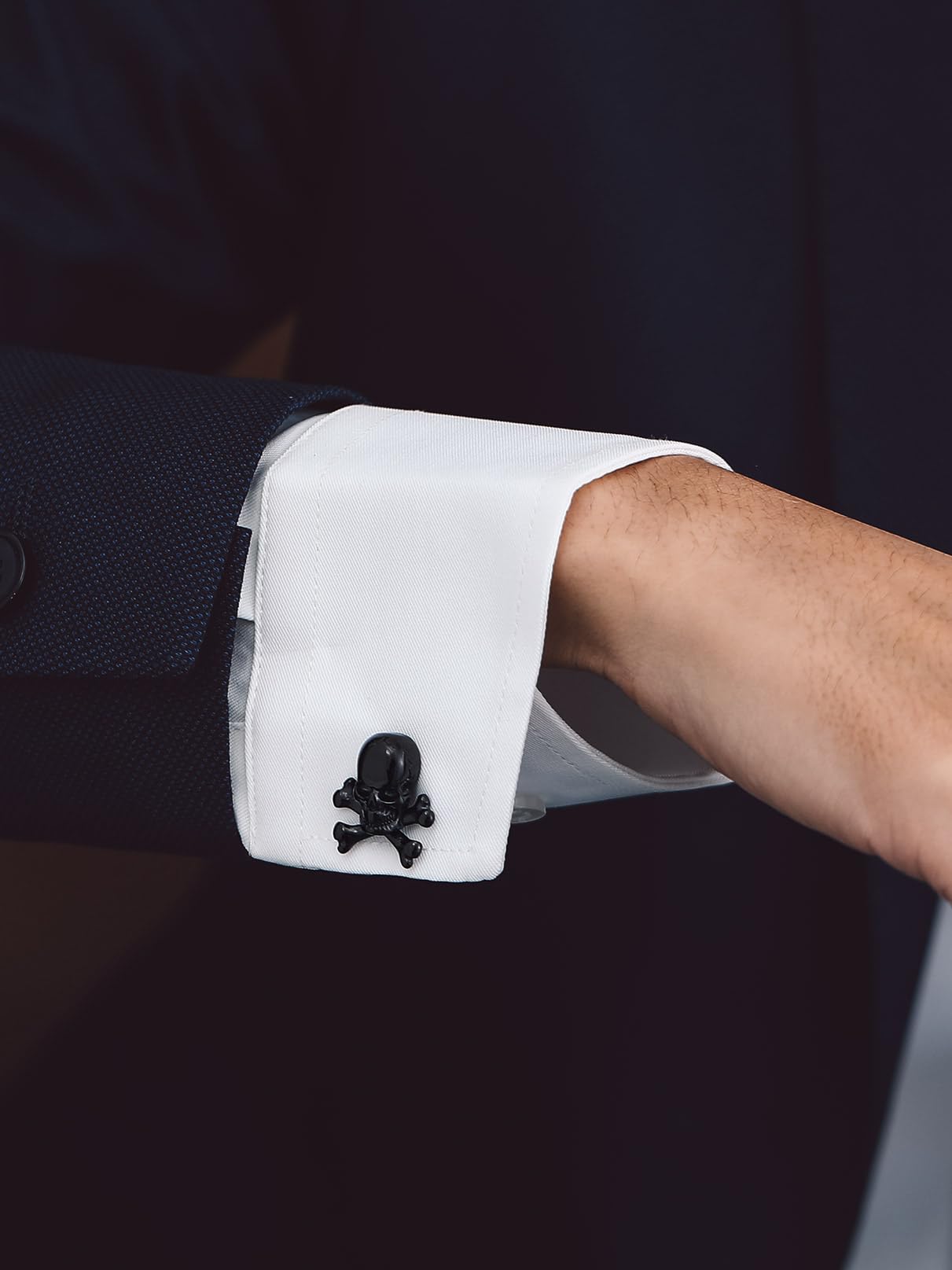 Bandmax 2pcs Gemelos para Hombre Padre, Alfabeto Runas, Negros, Gemelos de Camisas para Trabajo Bodas, Incluye Caja de Regalo