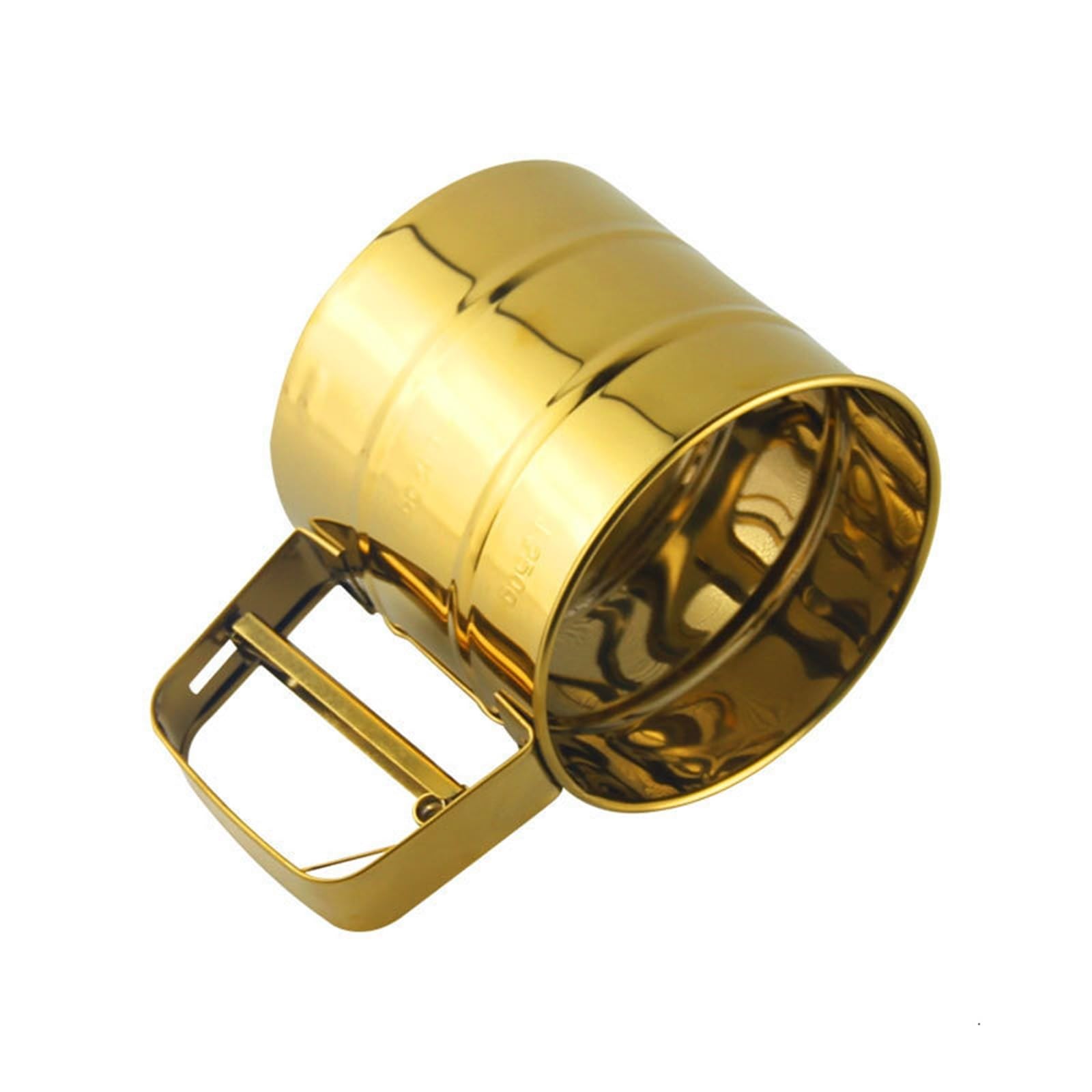 sito， Sito do mąki ze stali nierdzewnej, złoto/srebro, kubek przesiewania, proszek pieczenia, narzędzie cukru pudru, sito, durszlak, korba(Gold)
