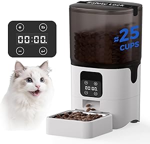 PAPIFEED 6L Automatic Cat & Small Dog Feeder - Programmable Pet Feeder with 36 Daily Meals, Detachable Stainless Steel Bowl, 25 Cup Capacity Smart Food Dispenser for Easy Cleaning asin的图片