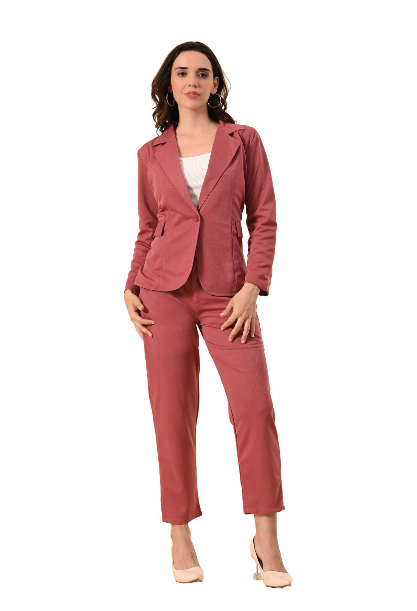 tj fashion Women’s 3-Piece Cotton Blend Solid Suit Set – Formal Blazer, High-Waist Pants & Camisole Top | Elegant Office Wear & Business Attire for Work, Meetings, and Events-picture-29