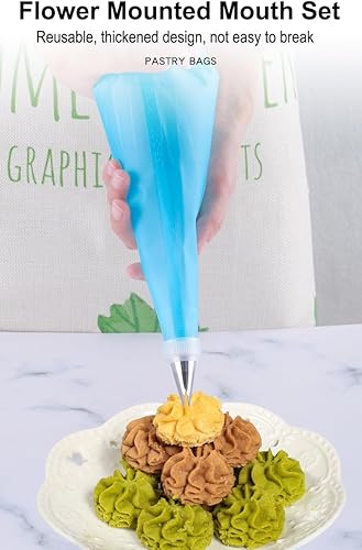 Miniatura 3 de AKOAK 8 unidsset de boquillas de montaje de acero inoxidable y bolsas de montaje de silicona EVA, reutilizable cocina DIY pastelería+6 boquillas