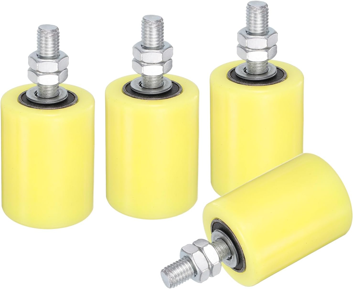 uxcell 4Pcs Slide Gate Guide Roller,2" Dia x 2-3/8" Length Nylon Rollers Gate Support Assembly, Universal Sealed Ball Bearing Rolling Gate Guider for Sliding Door, White