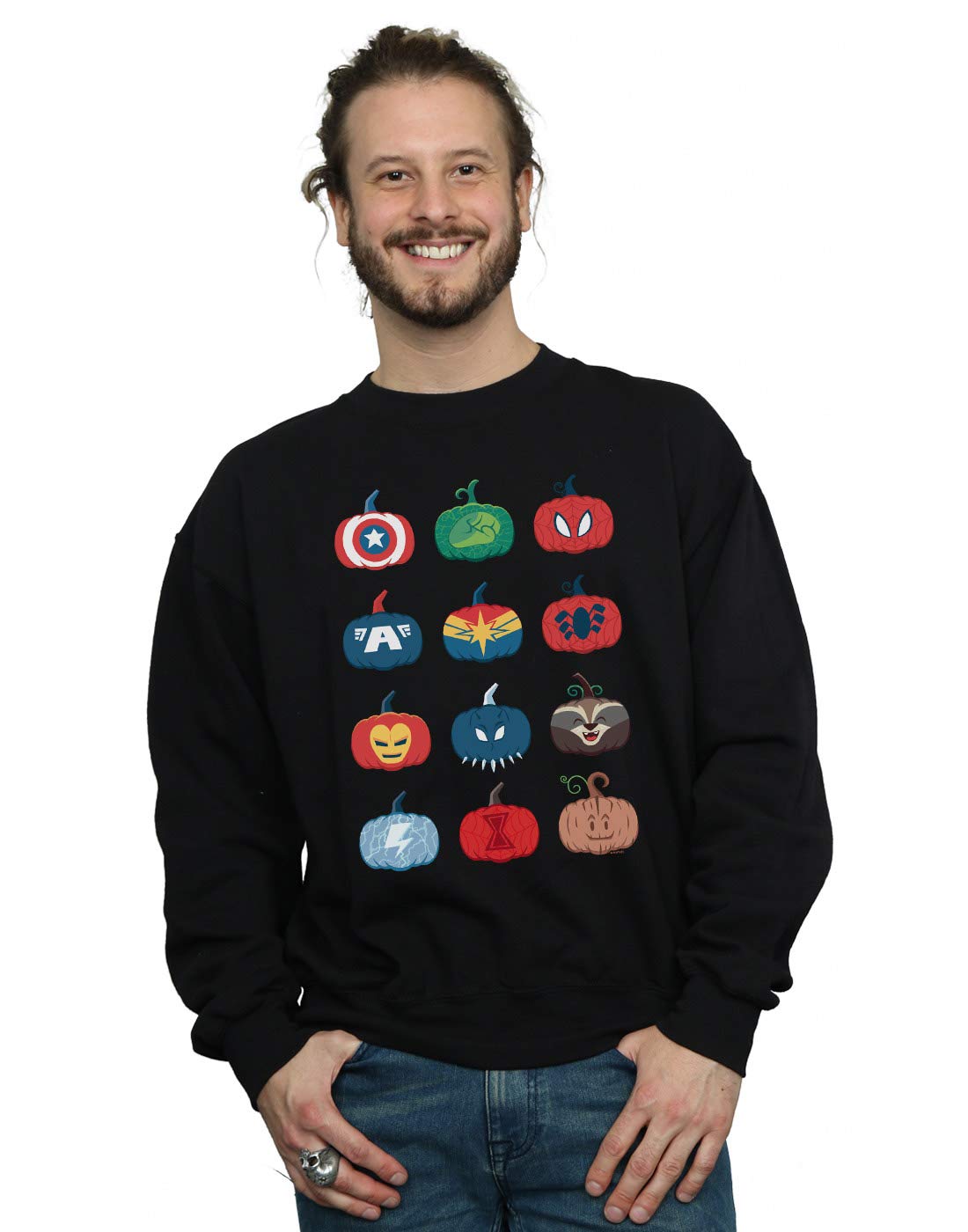 Absolute Cult Men's Black Marvel Avengers Pumpkin Icons Sweatshirt XX-Large