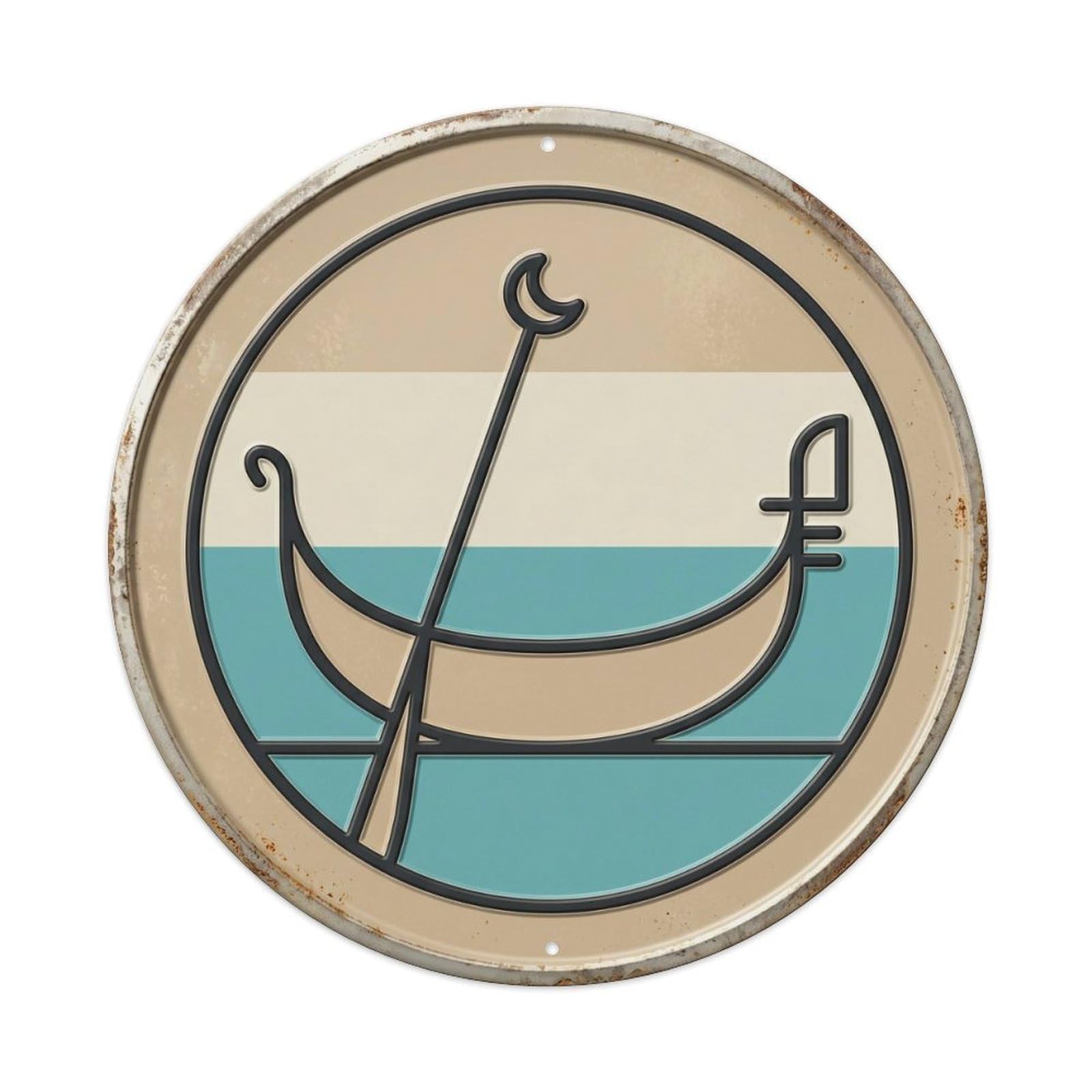 Venice Minimal Gondola Travel Vintage Metal Tin Sign Plaque Wall Decor for Cafe, Club, Garden Round Metal Poster 8x8Inch