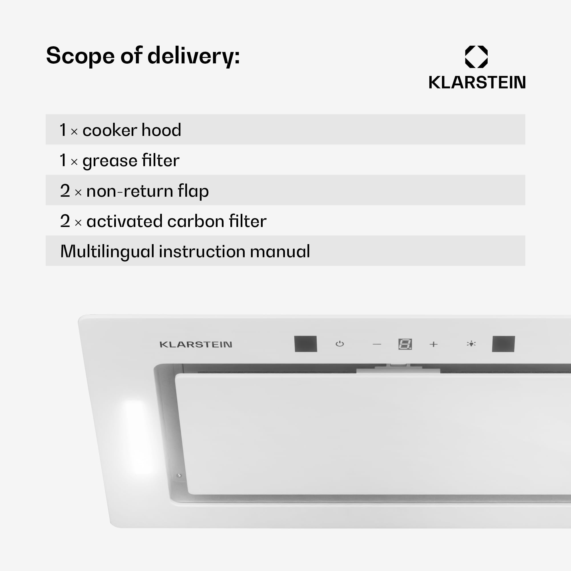 Klarstein Okap kuchenny, Okap wyciągowy/z recyrkulacją, z filtrem, Oświetlenie LED i panel dotykowy, Cichy z przepływem 466 m³/h, Wydajny ze stali nierdzewnej
