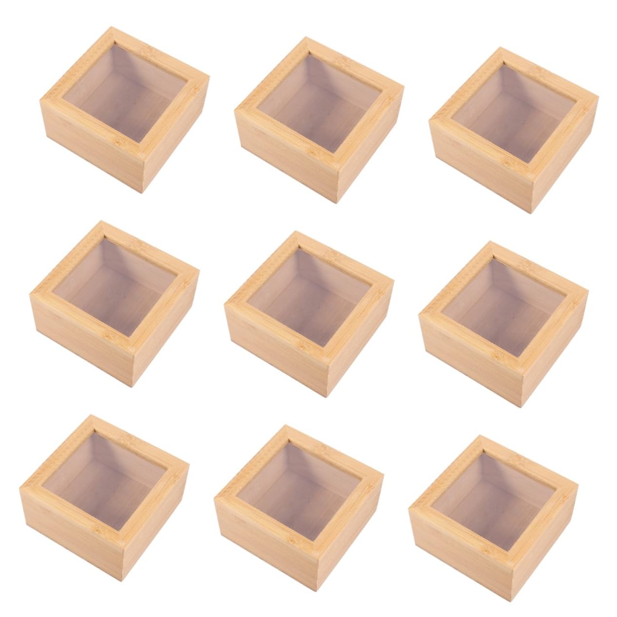 Alipis 9pièces Boîte De Rangement Carrée Avec Couvercle Pour Bijoux Et Petits Objets Organisateur De Bureau Naturel Pratique Et Élégant