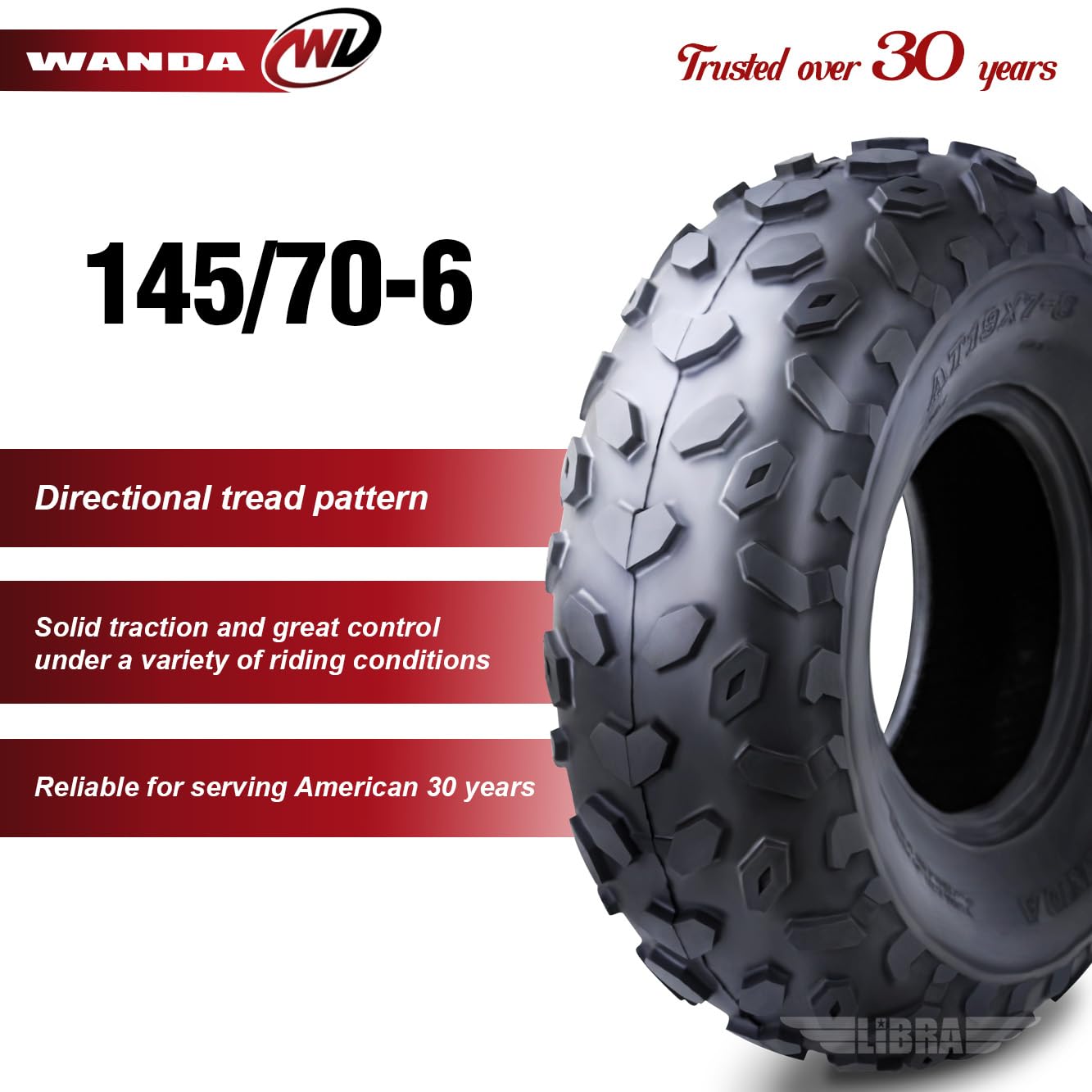 Amazon.com: WANDA One Go Kart ATV Tire 145/70-6 145x70x6