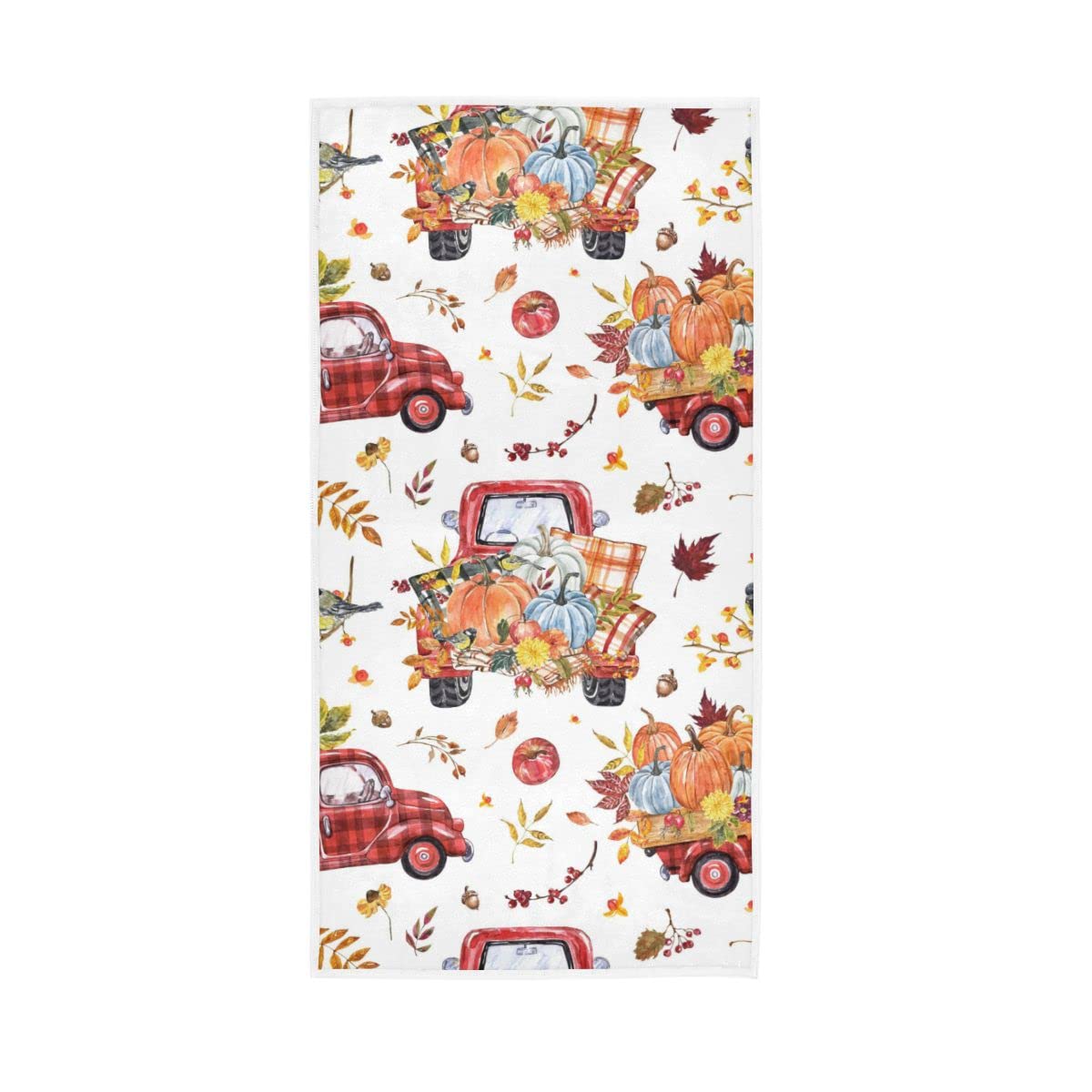 HUYGD Autumn Red Truck Pumpkins Soft Hand Towels Absorbent Bath Towel for Bathroom Hotel Gym Spa 30"x15"