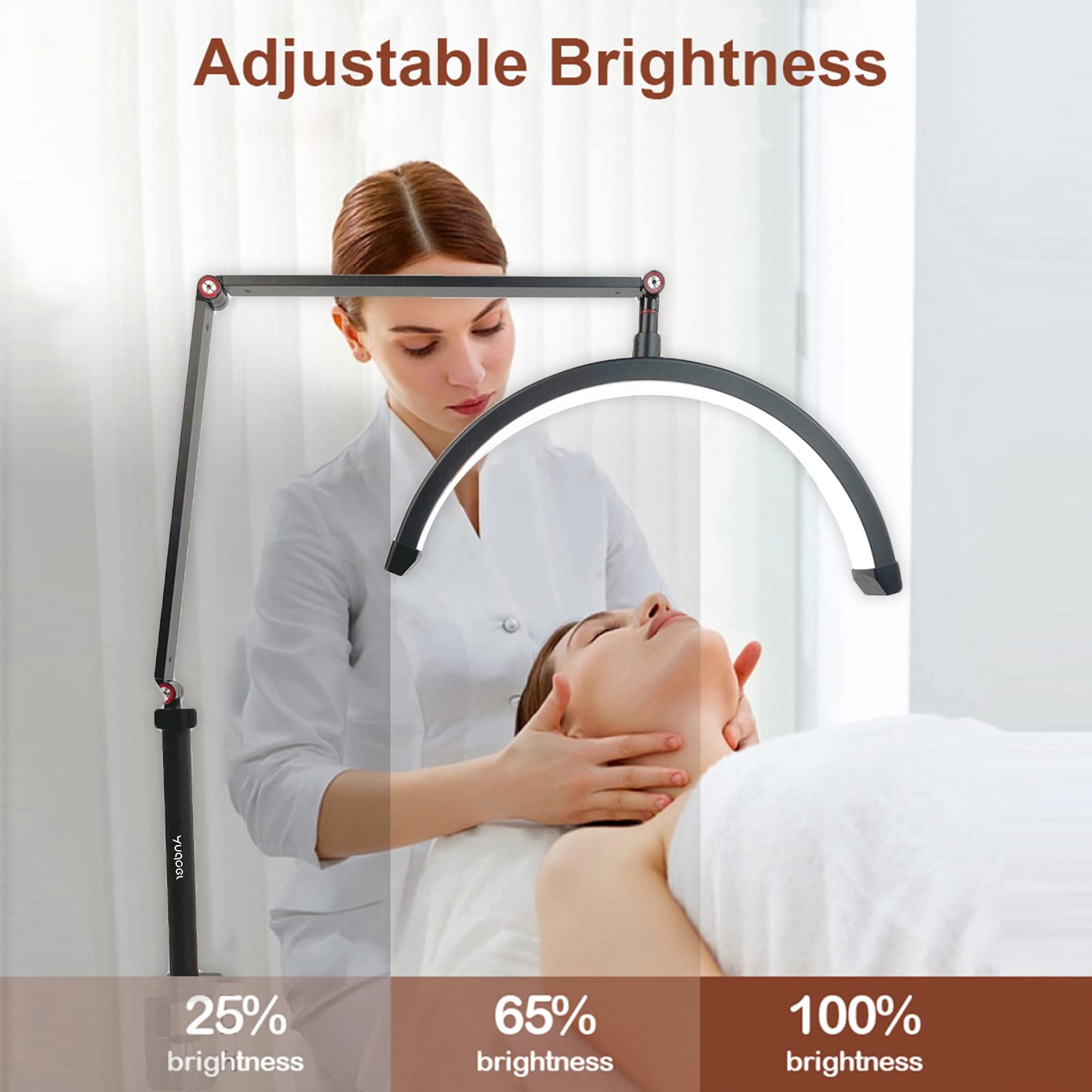 Andoer HD-M3X, luce LED, luce di riempimento mezzaluna, 3000-6000 K, dimmerabile, morsetto C, supporto metallico, per tatuaggi, ciglia, trucco live streaming