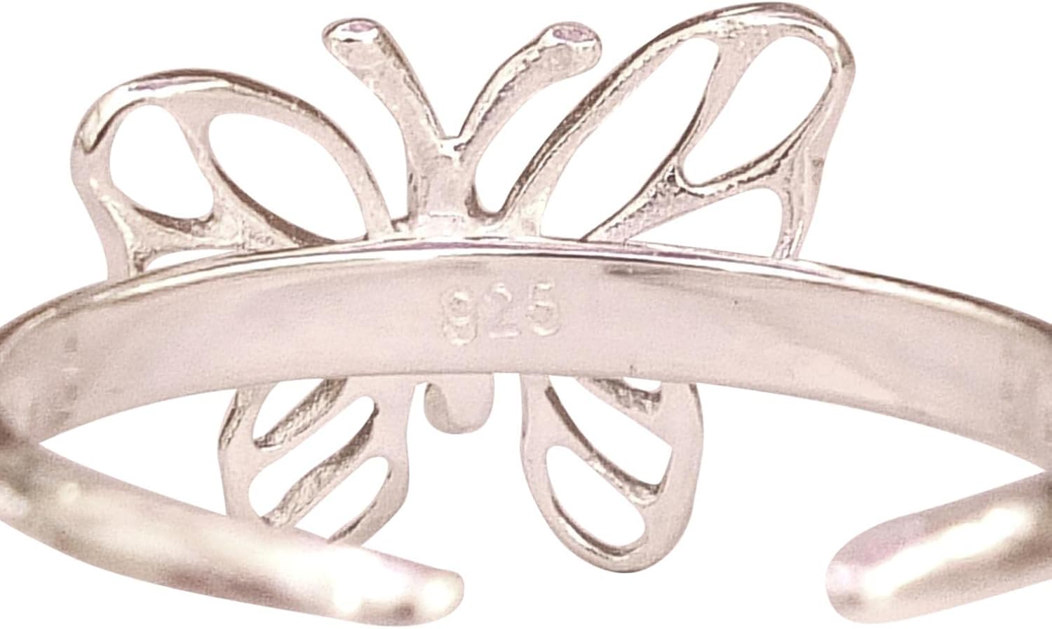 Handmade Silver Butterfly Adjustable Toe Ring, 925 Sterling Silver, Cute Dainty Animal Open Toe, Pinky, or Knuckle Rings for Women, By MiYa Jewelry Creations - Image 5