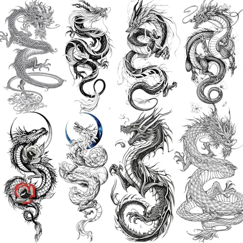 8 Blätter Drachen Temporäre Tattoos Herren Damen...