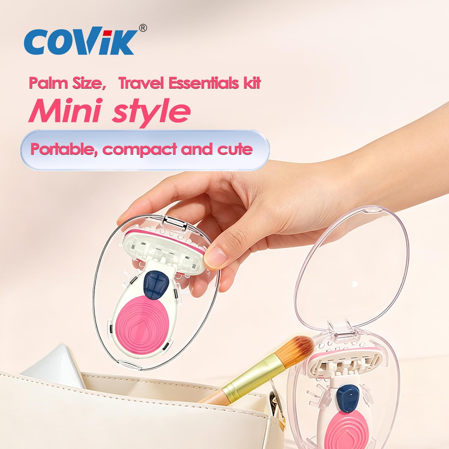 Mini-Rasierer, Reiserasierer für Damen, 5 Klingen, Rosa