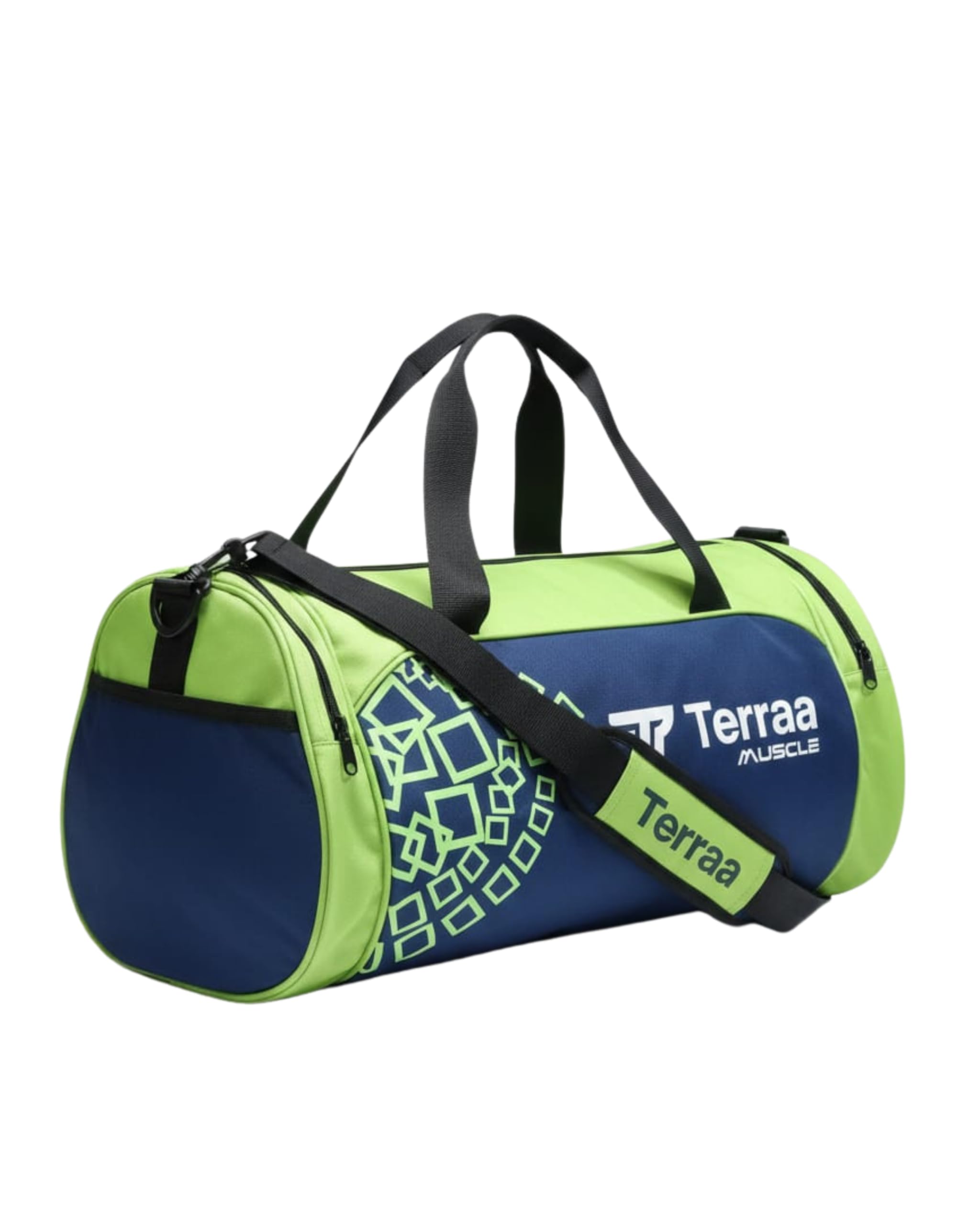 Muscle Gym Bag 55cm Large Sports Duffle Bag for Men & Women, Durable Nylon Gym & Travel Bag with Padded Shoulder Strap, 2 External Pockets & 1 Internal Storage Compartment (Black & NEON)-image-0