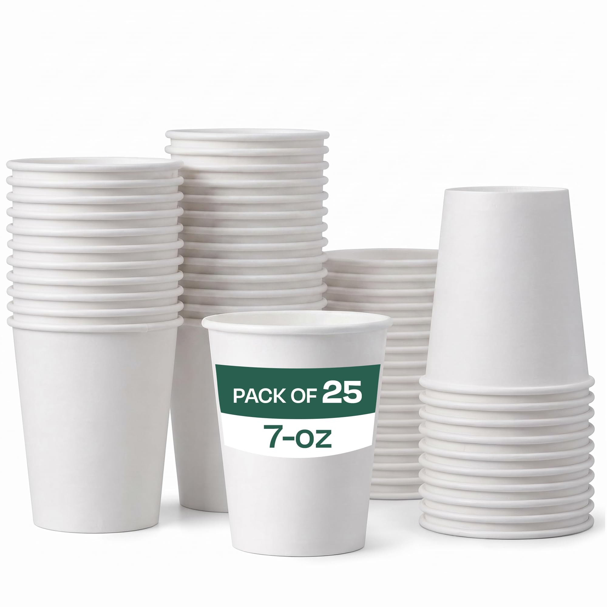 We Can Source It Ltd – Single Wall White Paper Cups 7oz – Recyclable Disposable Cups for Hot and Cold Drinks – Strong Paper Catering Cups for Home Office Cafes Events - Pack of 25